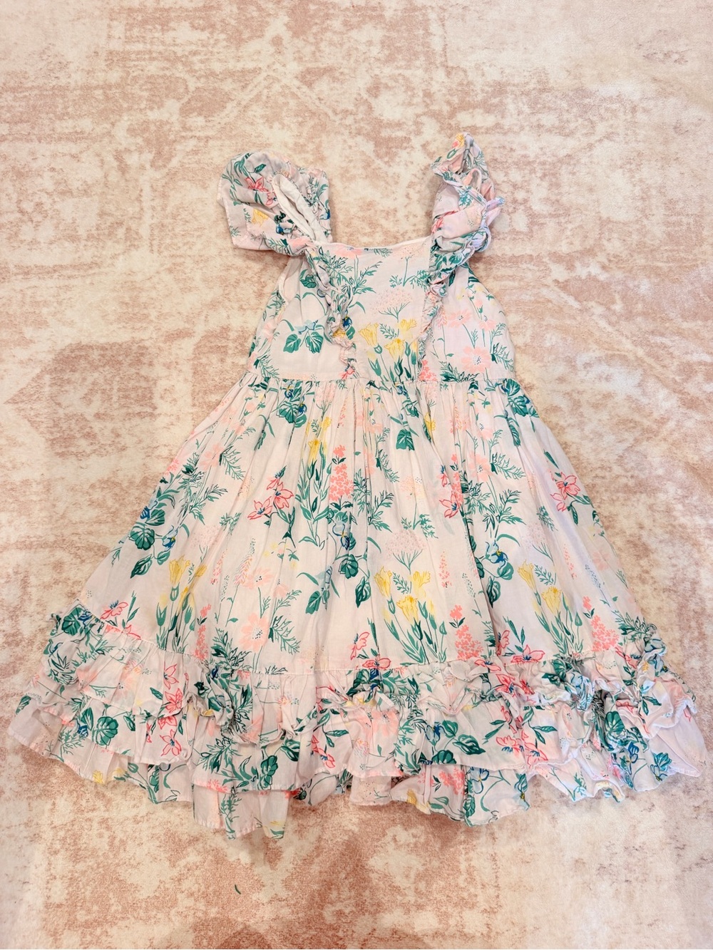 Janie and Jack Pastel Floral Ruffle Sundress - Pink, Green, Yellow